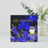 Invitation Fabrique cinquante Royal Blue High Heels Gold Blac (Debout devant)