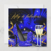 Invitation Fabrique cinquante Royal Blue High Heels Gold Blac (Devant)
