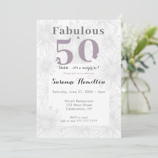 Invitation Fabrique & Cinquante Simple Flower Grey (Debout devant)