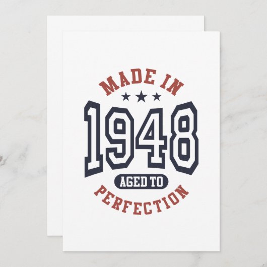 Invitation Fabriqué En 1948 Vieilli À La Perfection Cadeau D' (Devant / Derrière)