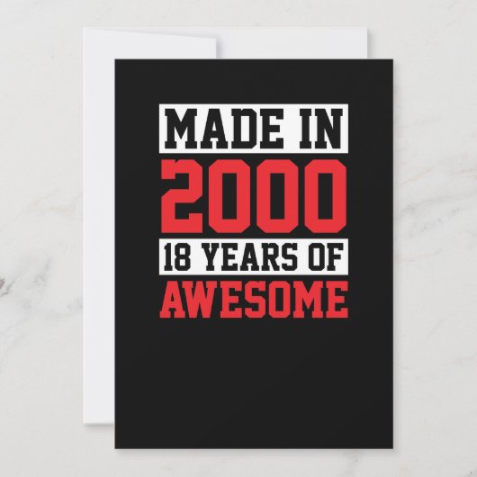 Invitation Fabriqué en 2000, 18 ans d'anniversaire génial (Devant)