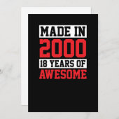 Invitation Fabriqué en 2000, 18 ans d'anniversaire génial (Devant / Derrière)