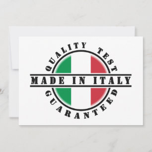 Invitation Fabriqué en Italie Qualité Testée Garantie