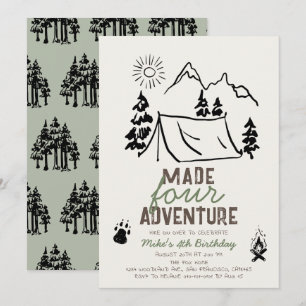 Invitation Fabriqué Four Adventure Camping Boy 4e anniversair