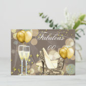 Invitation Fabrique Gold Beige Champagne Anniversaire 2 (Debout devant)