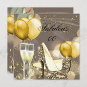 Invitation Fabrique Gold Beige Champagne Anniversaire 3 (Devant / Derrière)