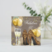 Invitation Fabrique Gold Beige Leopard Champagne Party (Debout devant)