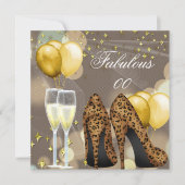 Invitation Fabrique Gold Beige Leopard Champagne Party (Devant)