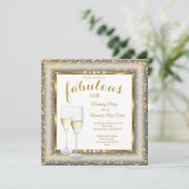 Invitation Fabrique Gold Silver Champagne Photo Anniversaire  (Debout devant)