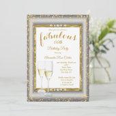 Invitation Fabrique Gold Silver Champagne Photo Anniversaire (Debout devant)