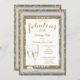 Invitation Fabrique Gold Silver Champagne Photo Anniversaire