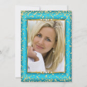 Invitation Fabrique Gold Turquoise bleu Champagne Photo Party (Dos)