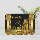 Invitation Fabrique Leopard Gold High Heels Anniversaire fête (Debout devant)