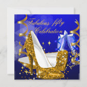 Invitation Fabrique Parties scintillant Bleu Or Haut talon An (Devant)