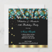 Invitation Fabrique Parties scintillant bleue Turquoise haute (Dos)