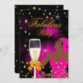 Invitation Fabrique Parties scintillant rose chaud Diva fête  (Devant / Derrière)