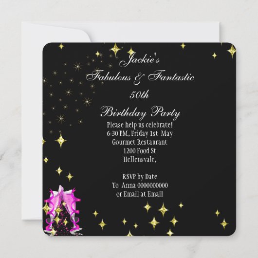 Invitation Fabrique Parties scintillant rose chaud talon haut (Dos)