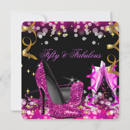 Invitation Fabrique Parties scintillant rose chaud talon haut (Devant)