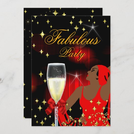 Invitation Fabrique Parties scintillant Rouge Diva fête d'ann (Devant / Derrière)