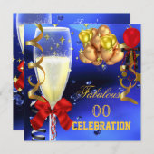 Invitation Fabrique Party Rouge or bleu fête d'anniversaire (Devant / Derrière)