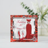 Invitation Fabrique Party Rouge Robe Argent talons H7 (Debout devant)
