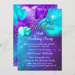 Invitation Fabrique Party Turquoise Bleu pourpre Ballons d'ar