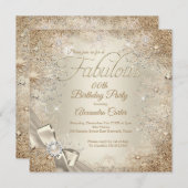 Invitation Fabrique Pearl Bow Beige Crème Or Snowflake (Devant / Derrière)
