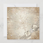 Invitation Fabrique Pearl Bow Beige Crème Or Snowflake (Dos)