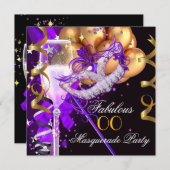 Invitation Fabrique Purple Gold Black Masquerade Party 2 (Devant / Derrière)