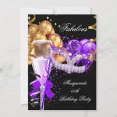 Invitation Fabrique Purple Gold Black Masquerade Party 4 (Devant)