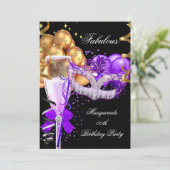 Invitation Fabrique Purple Gold Black Masquerade Party 4 (Debout devant)