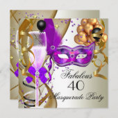 Invitation Fabrique Purple Gold Cream Black Masquerade Party (Devant / Derrière)