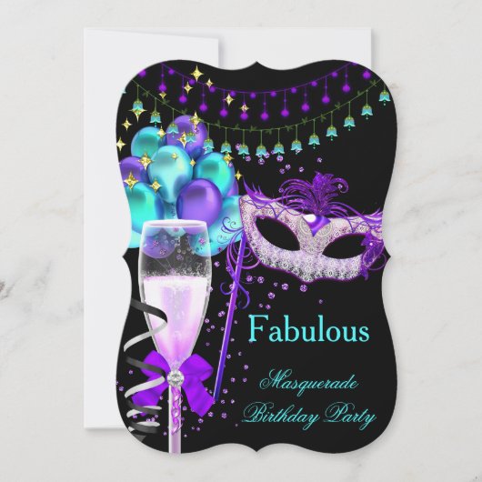 Invitation Fabrique Purple Turquoise Black Masquerade Party 3 (Devant)