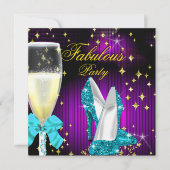 Invitation Fabrique Purple Turquoise Parties scintillant High (Devant)