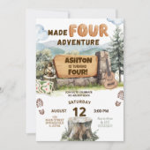 Invitation Fabriqué QUATRE Forêts Aventure Anniversaire (Devant)