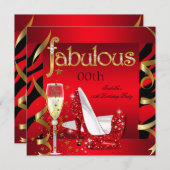 Invitation Fabrique Red Champagne Party Black Zebra (Devant / Derrière)