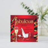 Invitation Fabrique Red Champagne Party Black Zebra (Debout devant)