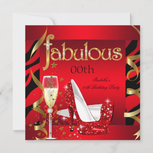 Invitation Fabrique Red Champagne Party Black Zebra (Devant)