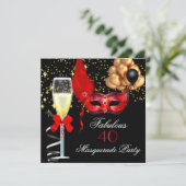 Invitation Fabrique Red Gold Black Masquerade Party (Debout devant)