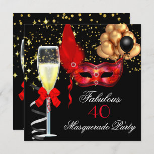 Invitation Fabrique Red Gold Black Masquerade Party