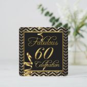 Invitation Fabulable 60 Anniversaire Chevron Or Noir (Debout devant)
