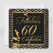 Invitation Fabulable 60 Anniversaire Chevron Or Noir (Devant)