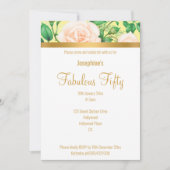 INVITATION FABULE PERSONNALISÉ ÉLÉGANT À 50 LEMON JAUNE FLORA (Devant)