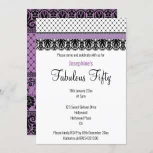 INVITATION FABULE PERSONNALISÉ ÉLÉGANT À 50 PURPLE LACE