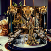 Invitation Fabuleuse 50e Art déco femme Africain-Américain Or