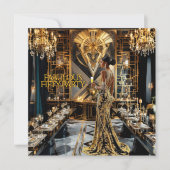 Invitation Fabuleuse 50e Art déco femme Africain-Américain Or (Devant)