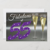 Invitation Fabuleuse à 55 ans Fête d'anniversaire fille paill (Devant)