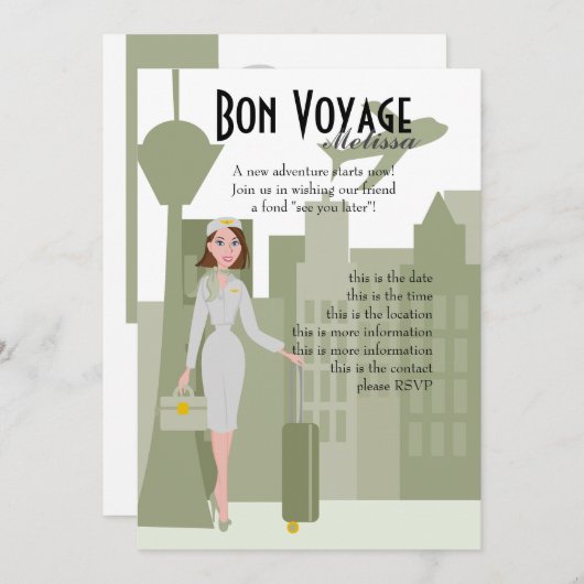 Invitation fabuleuse d'agents de bord en vert (Devant / Derrière)