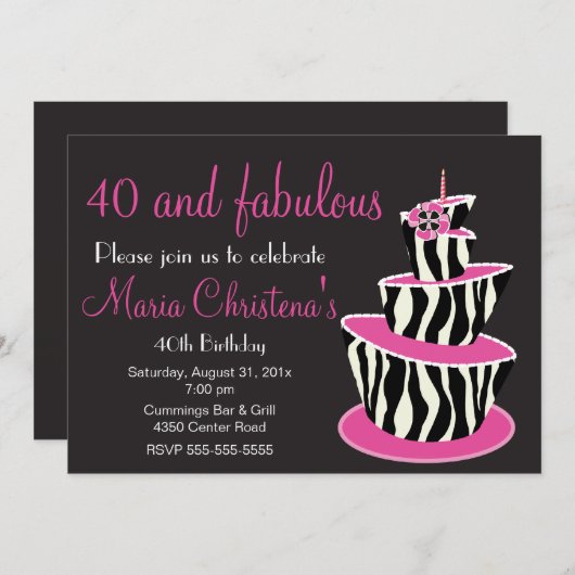 Invitation fabuleuse de fête d'anniversaire de (Devant / Derrière)