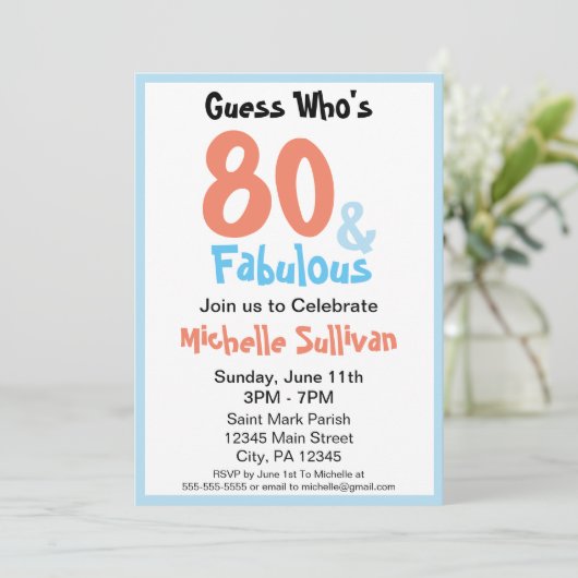 Invitation fabuleuse fête d'anniversaire (Debout devant)